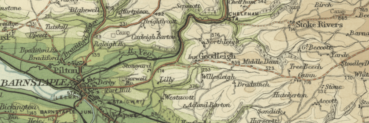 Bartholomews Map: Barnstaple to Chelfham